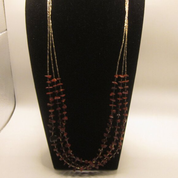 Artisan Jewelry - Triple Strand Red Jasper Necklace